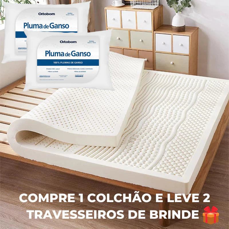 Colchão de Látex Ortopédico Confortável + 2 Travesseiros